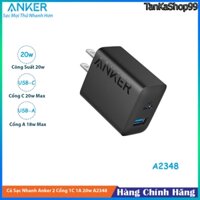 Củ Sạc Nhanh Anker 2 Cổng 1C 1A 20w A2348 Công Nghệ PD IQ3
