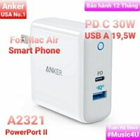 Củ sạc nhanh Anker 2 cổng A2321 A2622 42W 49.5W cho Mac Air Tuấn Hà Store