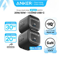 Củ sạc nhanh Anker Zolo GaN 20W/ 30W | 1 cổng USB-C | Sạc nhanh Power IQ 3.0 | Chân gập gấp gọn tiện lợi - A2699