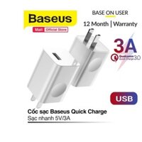 Củ Sạc Nhanh baseus 3A  24w Quick Charge 3.0 Chống Cháy Nổ
