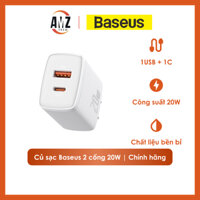 Củ Sạc Nhanh Baseus Compact 20W 2 Cổng Sạc USB-Type C Baseus Compact Hỗ Trợ Sạc Nhanh QC 3.0 Nhỏ Gọn Củ Sạc Nhanh Iphone