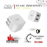 Củ sạc nhanh chính hãng INNOSTYLE IC12SA 12W 2 USB-A cho các dòng điện thoại, Tablet