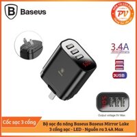 CỦ SẠC NHANH ĐA NĂNG 3 ĐẦU USB BASEUS MIRROR LAKE, củ sạc đa năng có thể sạc cùng lúc nhiều thiết bị, tích hợp sạc nhanh