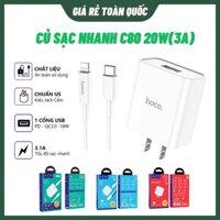 Củ Sạc Nhanh Hoco C80 2 Đầu Sạc, Chống Nổ An Toàn  PD 20W 3A Bảo Hành 12 Tháng