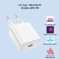 Củ sạc nhanh IP2 20W borofone BA38 Plus hỗ trợ sạc nhanh QC3.0 PD cổng ra Type-C