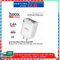 Củ sạc nhanh iphone hàng chính hãng Hoco C39 2 cổng USB 24A có đồng hồ đo dòng điện tương thích Iphone,android