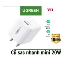 Củ sạc nhanh mini UGREEN 20W CD241 cổng USB C |Sạc nhanh PD| Quick Charge 4.0 3.0|Bảo hành 18 tháng 1 đổi 1 10219 10220