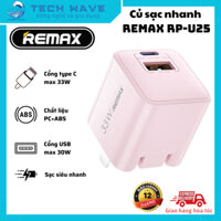 Củ sạc nhanh Remax RP-U25 33W - Thiết kế nhỏ gọn - 2 đầu ra công xuất cao - Chất liệu nhựa chịu nhiệt