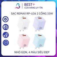 Củ Sạc Nhanh REMAX RP-U26 Siêu Nhỏ Gọn Sạc Nhanh Cổng Kép GaN PD 33W + QC 3.0 Cho iP Samsung Xiaomi Huawei Oppo