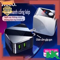 Củ sạc nhanh tự ngắt khi sạc đầy 2 cổng sạc usb Hoco HK5 chính hãng