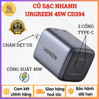 Củ sạc nhanh UGREEN 45W CD294 Nexode| Công nghệ GaN| 2 cổng Type C| Siêu An Toàn| Bảo Vệ Nhiệt| Bảo Hành 1 Năm