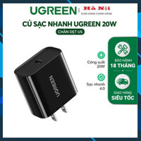 Củ sạc nhanh Ugreen 50799 PD 20W + cáp USB type C ra Lightning MFI cho iPhone màu đen CD137