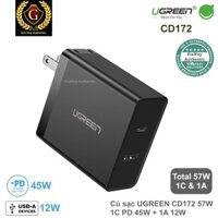 Củ sạc nhanh UGREEN CD172 57W 01 USB-C PD 45W & 01 USB-A 12W