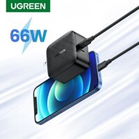 Củ sạc nhanh UGREEN CD216 GaN 66W 2 cổng USB-C sạc nhanh PD 3.0 QC 3.0 PPS
