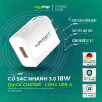 Củ sạc nhanh Volwatt GE-H5-20-A 3.0 18W - Quick Charge cổng USB - An toàn, Nhập khẩu chính hãng