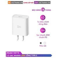 Củ sạc nhanh Xiaomi Zmi HA716 Type C 20W PD3.0 chuyên cho iphone đạt chứng nhận MFI