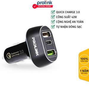 Củ sạc ô tô 3 cổng Prolink PCC34201 42W