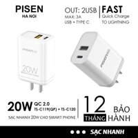 Củ Sạc Pisen 2 Cổng USB 1A & 2.4A - Hàng chính hãng