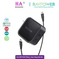 Củ Sạc Ravpower 90W PD Pioneer Gan Tech PC128 CPCN001 , 2 Cổng USB-C Sạc Nhanh iP LapTop Máy Tính Điện Thoại