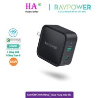 Củ Sạc Ravpower RP- PC133 CPCN002 PD3.0 65W 1 Type-C 1Usb-A Sạc Nhanh PD QC Điện Thoại Máy Tính Laptop