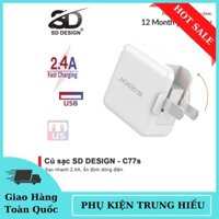 Củ sạc SD DESIGN C77s chân cắm gập được 90 độ vào trong, gọn gàng, tiện lợi