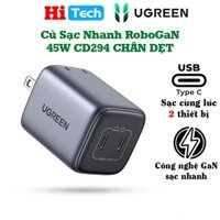 Củ Sạc Siêu Nhanh Ugreen 45W CD294 2 cổng Type C - Cốc Sạc Công Nghệ GaN Tương Thích Nhiều Thiết bị