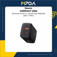 Củ Sạc Siêu Nhỏ Baseus Compact 20w Chân Cắm Type C Và Usb Hỗ Trợ Sạc Nhanh 20w Pd 3.0 Qc 3.0 Cho Ip12 13 11 Sam Njoyshop