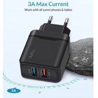 Củ Sạc TOPK B244Q  Hai Cổng Kết Nối USB Sạc Nhanh 28W QC 3.0 Đầu Cắm EU Tiện Dụng
