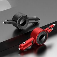 Củ Sạc Trên Ô Tô 3 Trong 1 18W Có Dây Cáp Sạc Cho iPhone 12 pro Xiaomi iPad MP3