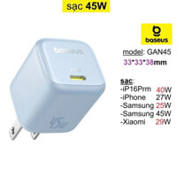 Củ sạc Type C 45W Baseus PicoGo GaN6 Pro sạc nhanh cho Samsung/ iPhone/ Xiaomi