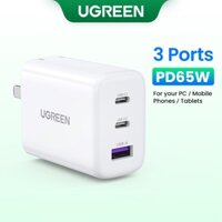 Củ sạc UGREEN 65W 2C1A 4.0 3.0 Type C PD USB nhỏ gọn thích hợp cho iPhone 15 14 13 12 Xiaomi Samsung máy tính xách tay