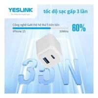 Củ sạc Yeslink 35w 2 cổng USB-C+ USB-A P1335B