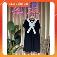 cu7 Váy Đũi V06- Đầm Baybedol Phối Nơ Cổ Sang Chảnh