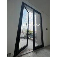 Cửa đi mở quay 2 cánh nhôm Xingfa nhập khẩu Quảng Đông tem đỏ, kính dán an toàn 2 lớp 6.38mm
