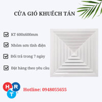 Cửa gió khuếch tán 600x600, miệng gió điều hòa âm trần nhôm sơn tĩnh điện