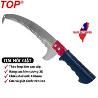 Cưa gỗ cầm tay, cưa móc giật cành 2 đầu TOP 450mm, cưa cành lưỡi cong thép Nhật SK5 lưỡi mài kim cương 3D độ sắc bén cao