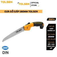 Cưa gỗ gấp, cưa xếp cầm tay 180mm TOLSEN 31014, lưỡi thép SK5, tay cầm bọc nhựa, gấp gọn tiện lợi