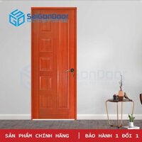 Cửa Gỗ Nhà Tắm SGD HDF Veneer 6B-Xoan Dao  (Bao Gồm: Khung, Cánh, Nẹp) - SAIGONDOOR