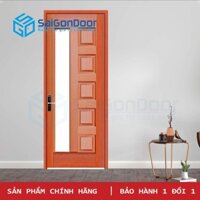 Cửa Gỗ Nhà Tắm SGD HDF Veneer 6GL-cam xe  (Bao Gồm: Khung, Cánh, Nẹp) - SAIGONDOOR