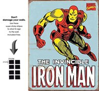 Cửa Hàng Bảng Thiếc Marvel Loạt Truyện Tranh Ironman Siêu Anh Hùng Biển Hiệu Thiếc Kim Loại Retro Cổ Điển Không Có Thiệt Hại Cho Tường