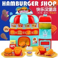 Cửa hàng Burger vui vẻ, thức ăn nhanh, burger, khoai tây chiên, bánh mì, máy bán đồ uống, quà tặng đồ chơi cho trẻ em