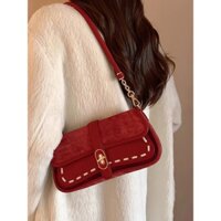 Cửa Hàng Cao Cấp Ánh Sáng Cao Cấp Berry Champagne Vai Nách Túi Nữ 2024 Retro Đỏ Cưới Túi Baguette Túi Xách Phong Cách Mới 1.15