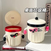 Cửa Hàng Dễ Thương Để Bàn Thùng Rác Văn Phòng Mini Giỏ Đựng Rác Sáng Tạo Tự Làm Hộ Gia Đình Ký Túc Xá Có Nắp Để Bàn Giỏ Đựng Đồ #ZM312SN#