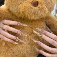 [Cửa hàng giảm giá] Jiangzhehu Không khí hoang dã độc đáo Cảm giác thủ công Tùy chỉnh Làm móng tay Đeo móng tay nhấp nháy Chuỗi kim cương Huazi Làm móng tay mắt mèo