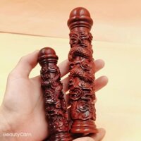 Cửa Hàng Gỗ Đàn Hương Đỏ Đĩa Rồng Cột Gỗ Khắc Đĩa Chơi Tay Cầm Mảnh Gỗ Chắc Chắn Khắc Không Sơn Lớn Nhỏ Hai Kích Cỡ 3-3gw