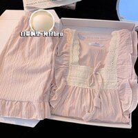 Cửa Hàng Phong Cách Bộ Đồ Ngủ Nữ 2025 Sợi Cotton Nguyên Chất Dài Tay Ngọt Ngào Công Chúa Ren Homewear Phù Hợp Với