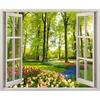 Cửa sổ 3D vườn hoa VT0033 kim sa