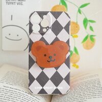 Cửa tiệm Look Great Ốp lưng HỌA TIẾT HÌNH THOI NÂU TRẮNG, POPSOCKET GẤU CUTE_E103_Ốp lưng Iphone 11, 13 Promax