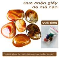 Cục chặn giấy đá mã não tự nhiên, chặn giấy để bàn chiêu tài lộc, tặng 5 viên đá ngũ sắc phong thủy