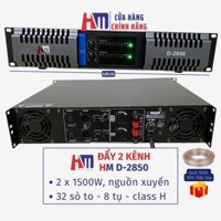 Cục đẩy công suất 2 kênh HM D-2850 2x1500W, 32 Sò Lớn, Nguồn Xuyến, Cục đẩy 2 kênh chuyên karaoke